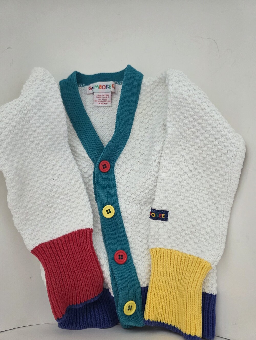 Vintage Colorblock Gymboree newborn infant cardigan 100% Cotton Buttondown